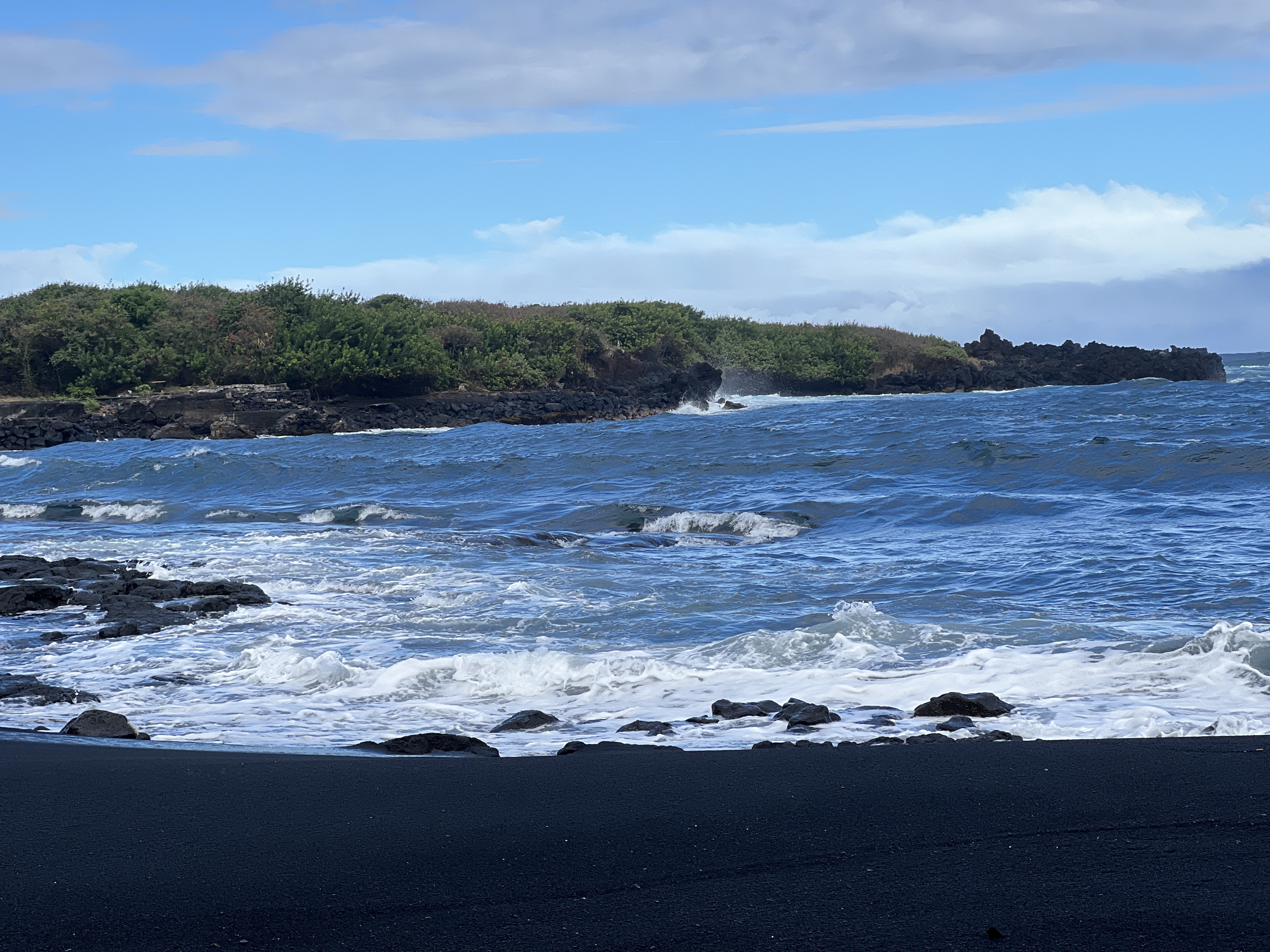 Black Sand Beach in the South of the Island