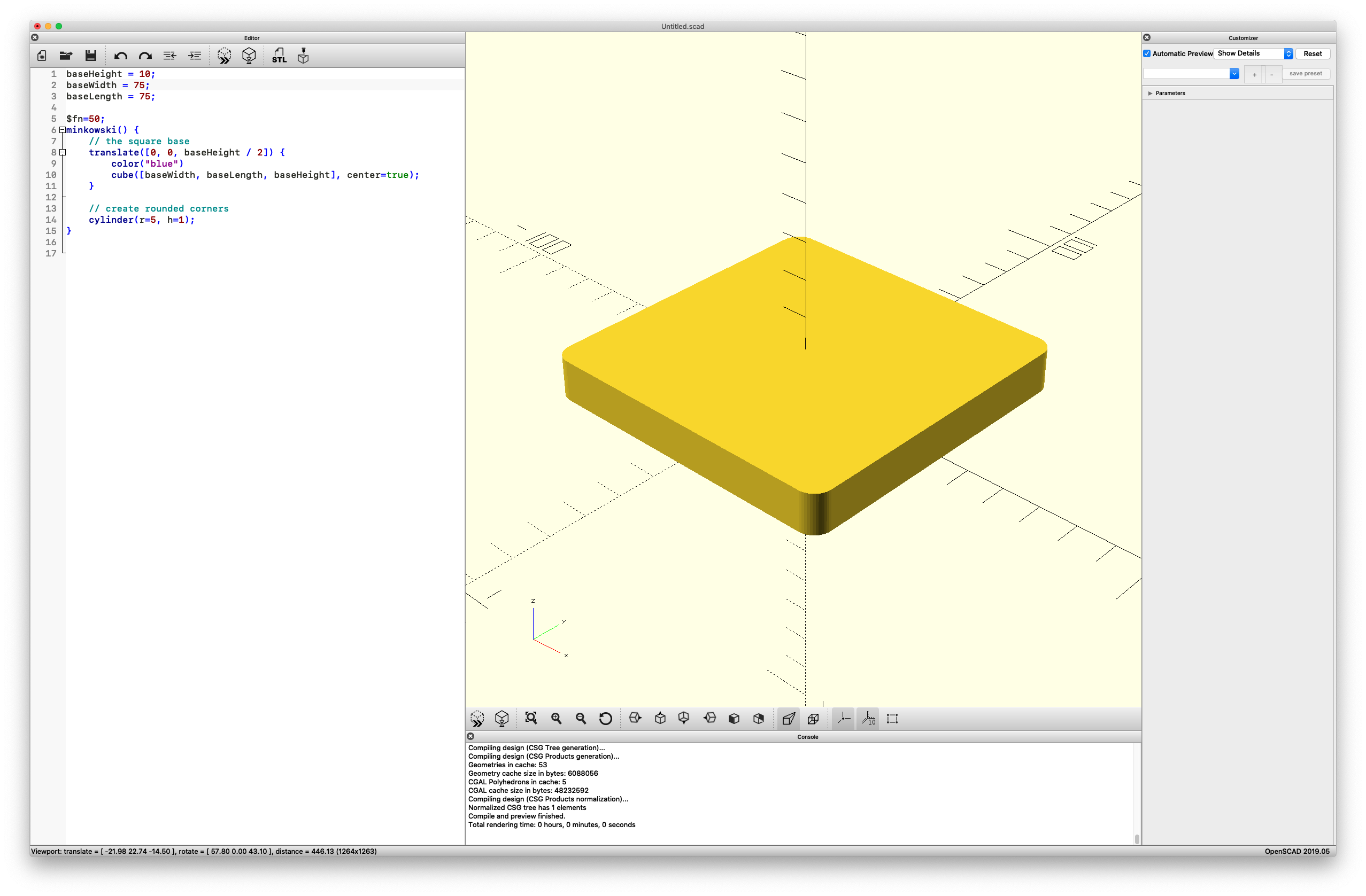 openscad rounded corners