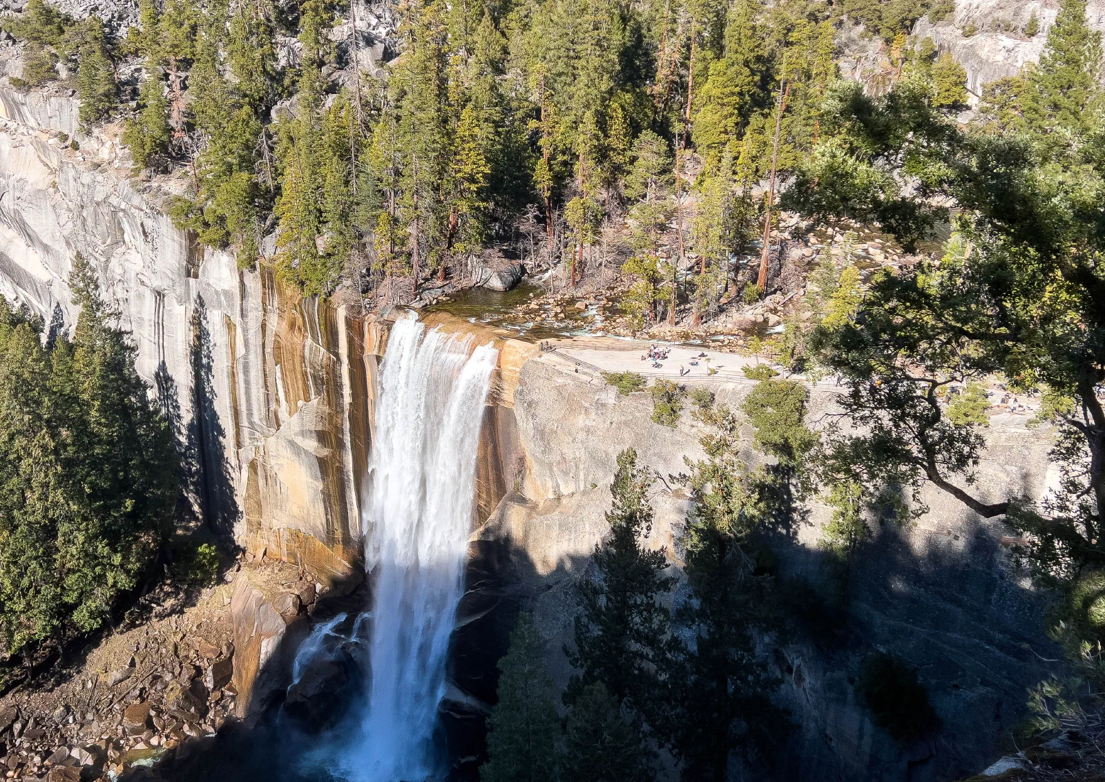 Nevada Falls in Yosemite as seen from above