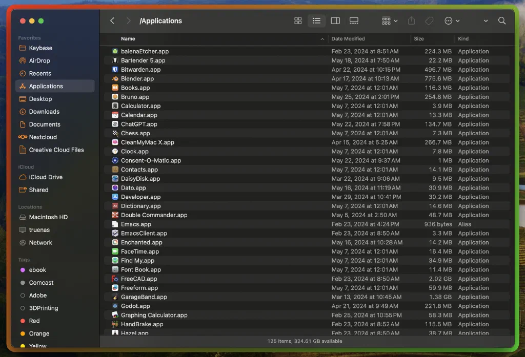 Finder Window with gradient from red to green