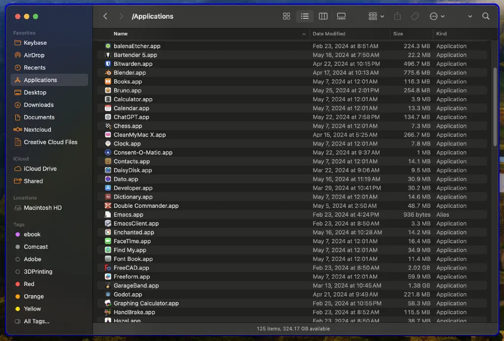 Finder Windows with Blue Border