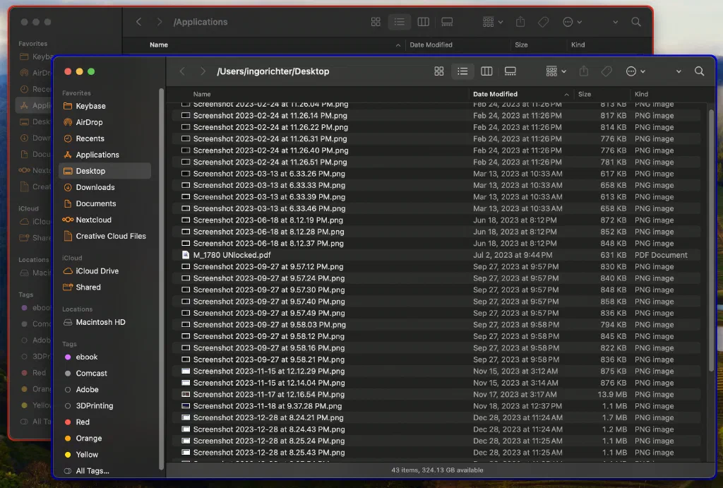Finder Windows with active and inactive border color